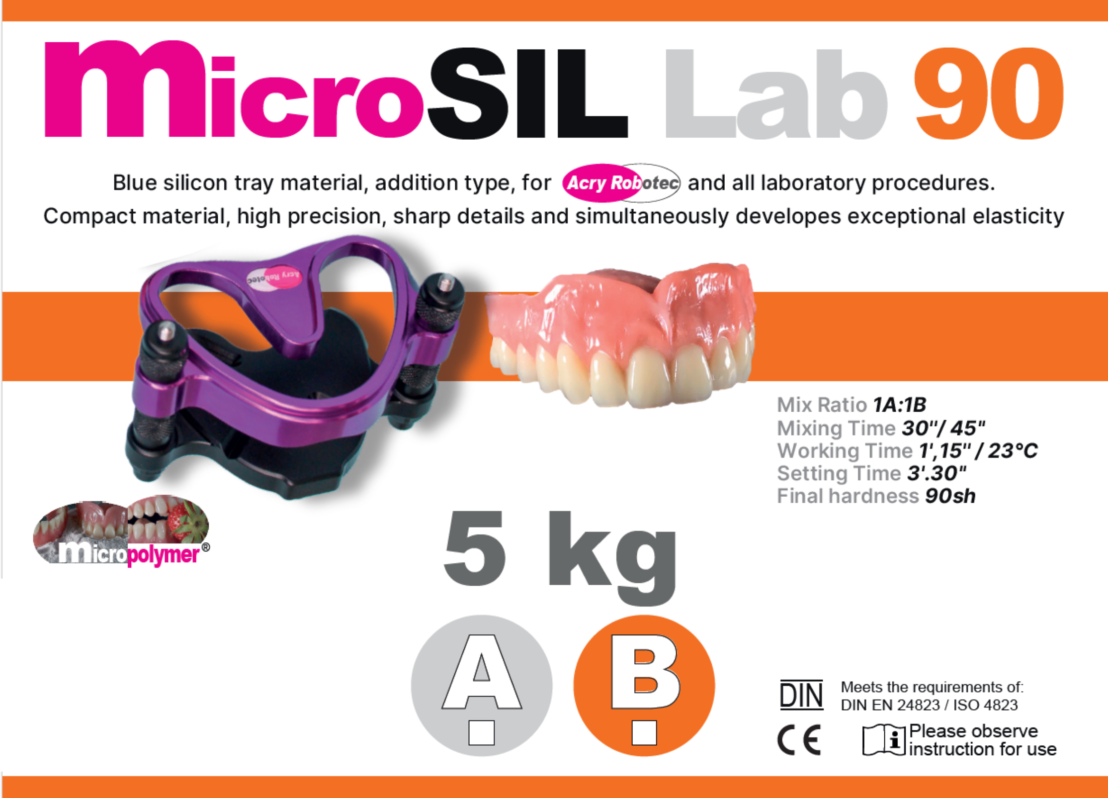 microsil 90 Σιλικόνη νανοτεχνολογίας Shore 90 microSIL Lab 90 - 5+5 κιλά από την Micropolymer Dental Italy - Image 1